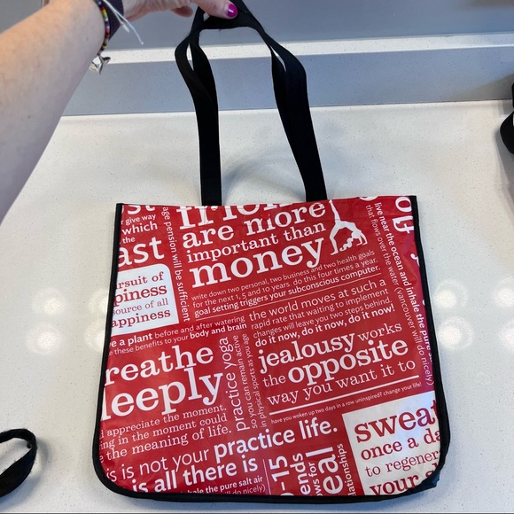 USED-Lululemon Large Reusable Shopping Bag-Motivational Messages-Black White Red - Picture 6 of 9